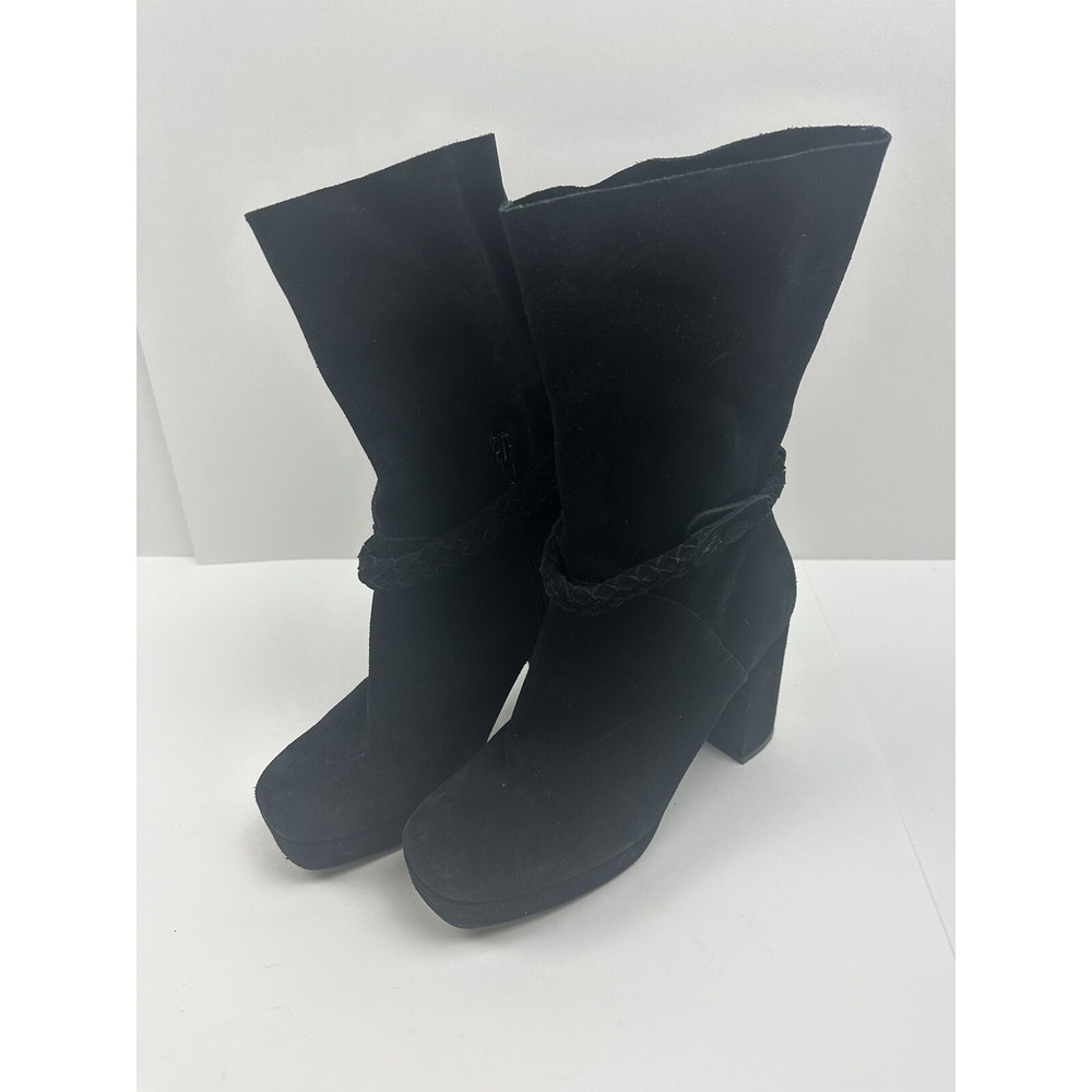FREE PEOPLE Black Suede BOOT US 6.5 EU 37 Zip Heel Ankle Bootie